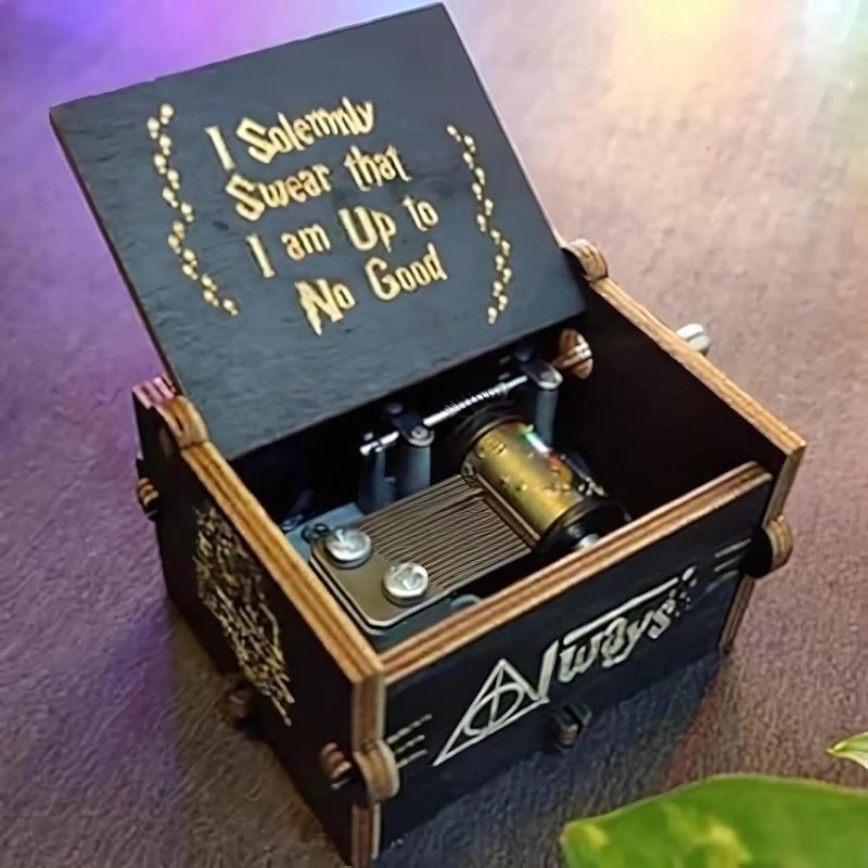 Fusked Caaju Wooden HP Music Box - Hand Crank Classic Antique Carved Wood Musical Boxes - Birthday Gift for Potterheads - Image 3